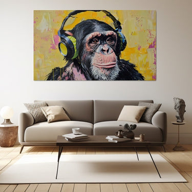 Monkey Wearing Headphones Painting